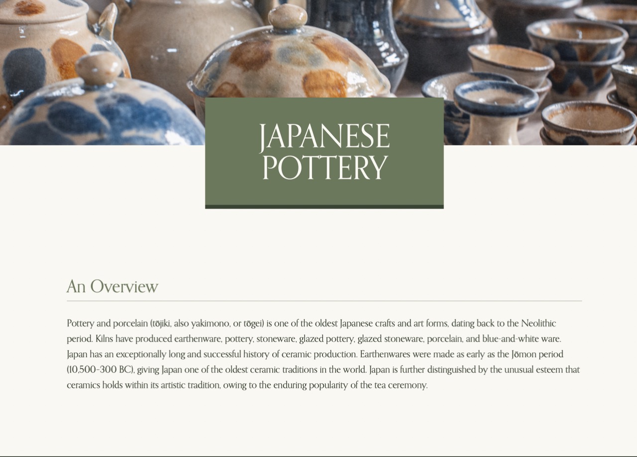 Japanese Pottery Microsite Screenshot